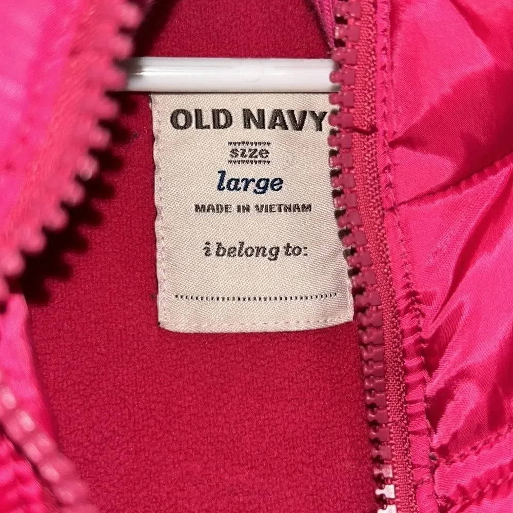 Old Navy Pink/Red Puffer Vest (Size large)
